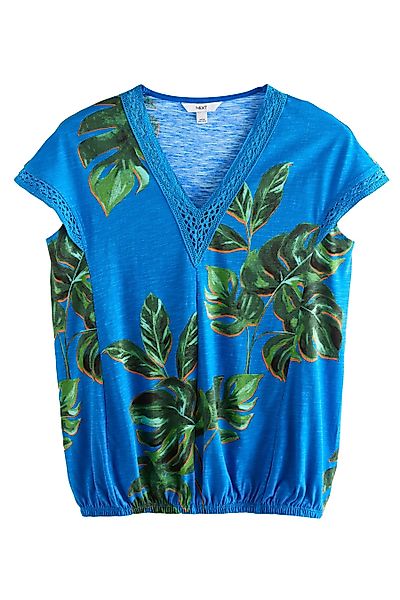 Next V-Shirt Kurzärmeliges Top, Spitzendetails und günstig online kaufen