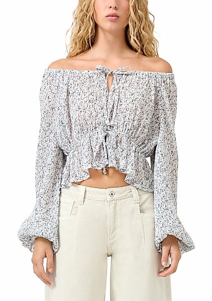 QS Langarmbluse mit Minimal-Print günstig online kaufen