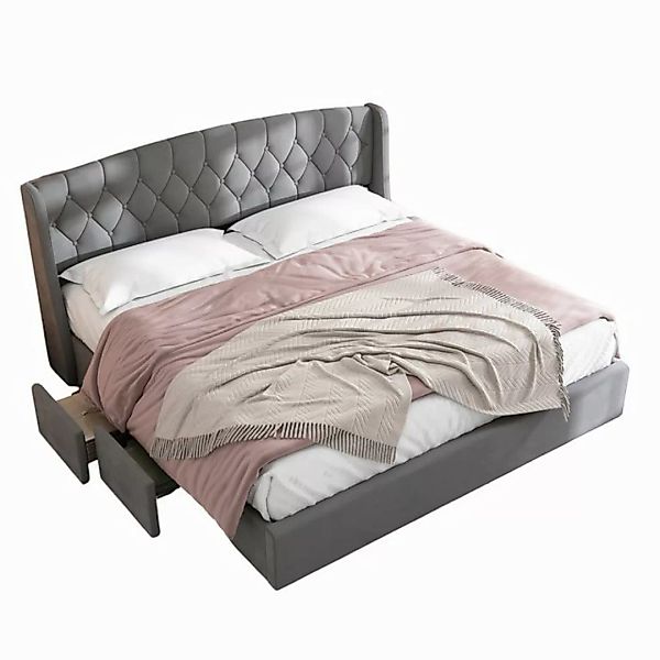 OKWISH Polsterbett Polsterbett Doppelbett Stauraumbett Bett mit Lattenrost günstig online kaufen