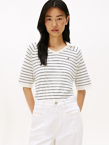 Tommy Hilfiger Strickpullover CO JERSEY STCH POLO V-NK S/S SWT günstig online kaufen