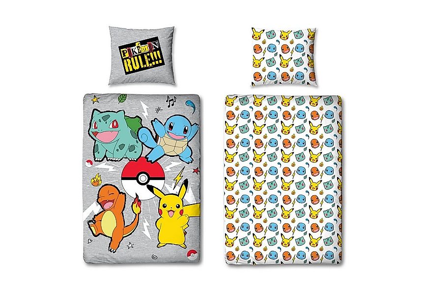 Familando Kinderbettwäsche Pokemon "Rock" 135x200 80x80 cm aus 100% Baumwol günstig online kaufen