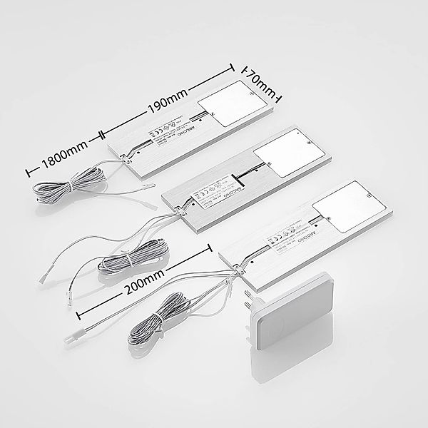 Arcchio LED-Unterbaulampen Nortra, 3er-Set, grau, Alu günstig online kaufen