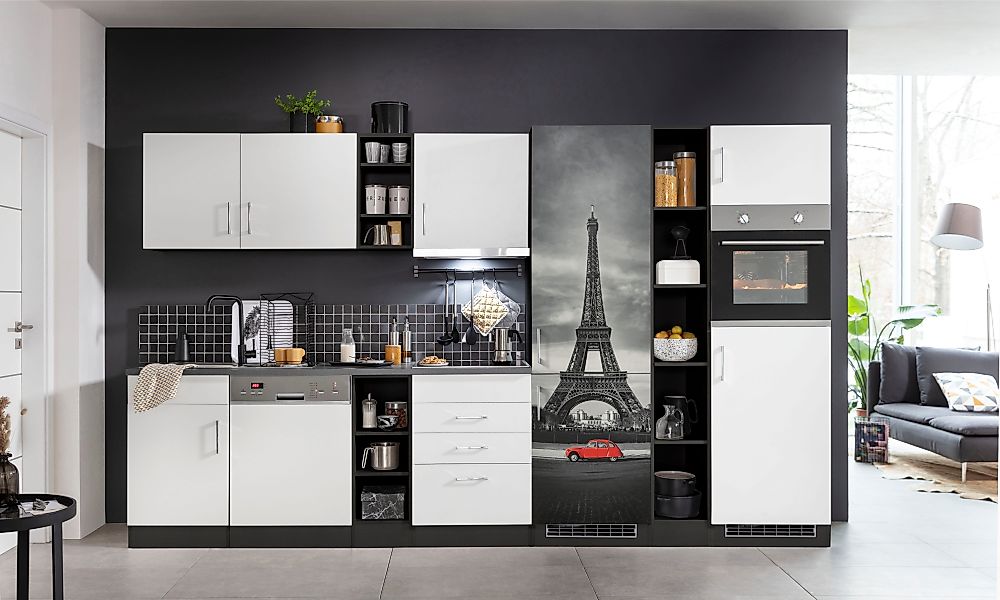 KOCHSTATION Küchenzeile "KS-Paris" mit E-Geräten, Breite 350 cm, mit großer günstig online kaufen