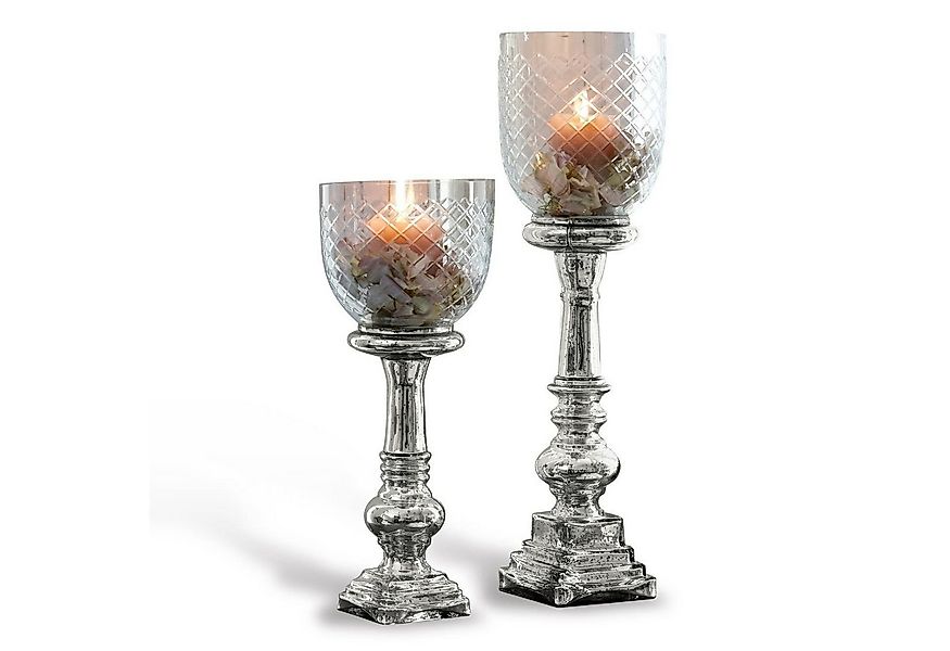 Mirabeau Kerzenständer Kerzenständer 2er Set Layci silber/klar günstig online kaufen