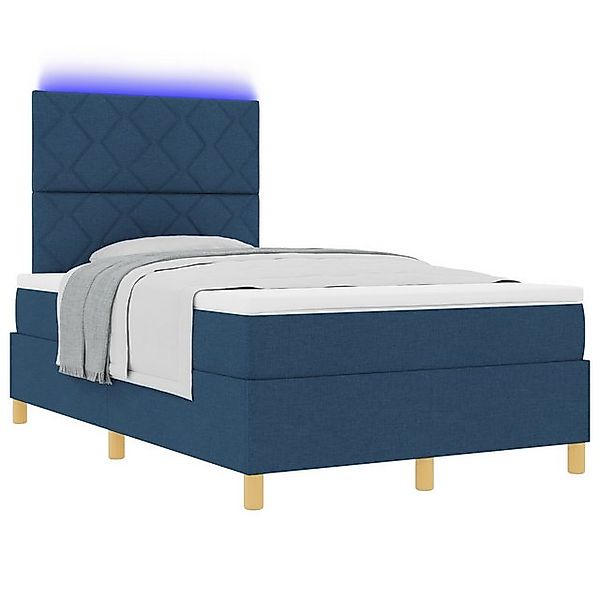 vidaXL Bett Boxspringbett mit Matratze & LED Blau 120x190 cm Stoff (1-tlg) günstig online kaufen