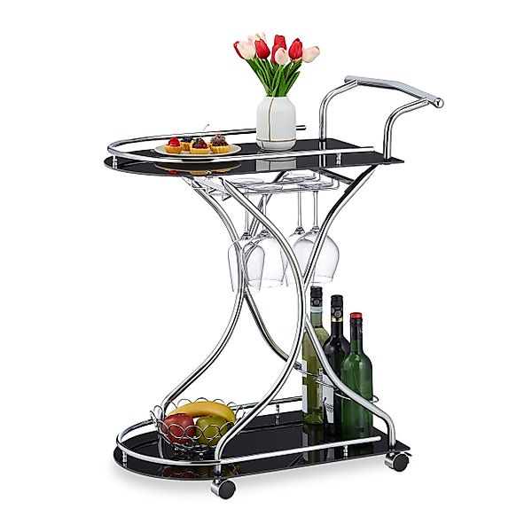 relaxdays Servierwagen aus Chrom & schwarzem günstig online kaufen