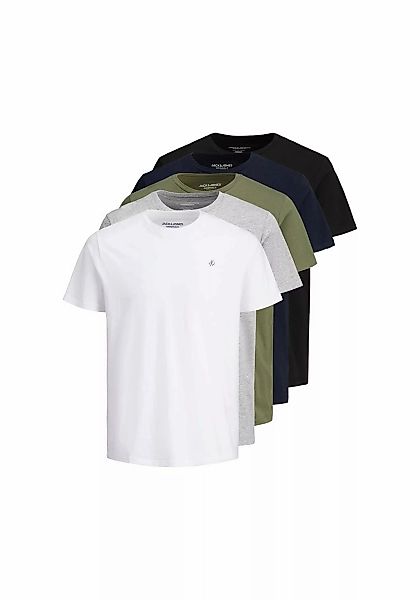 Jack & Jones T-Shirt Tee SS Crew Neck 5PK mit kleinem Logo auf der linken B günstig online kaufen