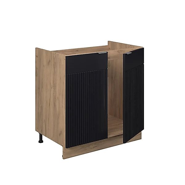 Vicco Spülenunterschrank Fame-Line Schwarz Gestreift 80 cm ohne Arbeitsplat günstig online kaufen