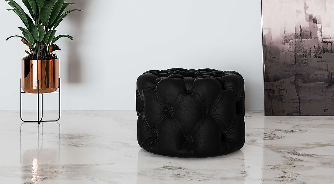 PLACES OF STYLE Hocker "FOLLINA" Polsterhocker mit klassischer Chesterfield günstig online kaufen