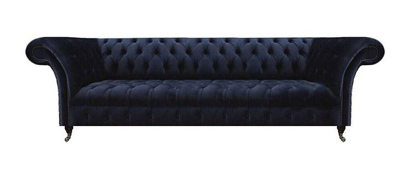 JVmoebel Chesterfield-Sofa Dunkelblaue Chesterfield Polstermöbel Viersitzer günstig online kaufen