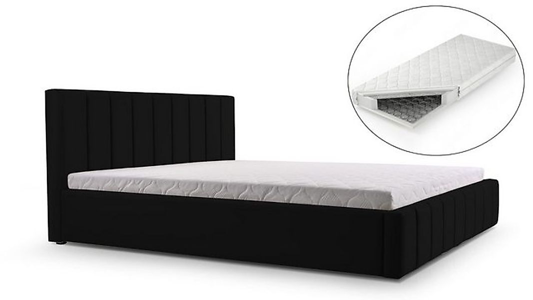 MOEBLO Polsterbett Bett 01 mit Matratze H3 (Polsterbett mit Bettkasten & Ma günstig online kaufen
