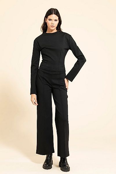 For You Moda Blusentop Vorderdetail Schwarzes Co-ord Set günstig online kaufen