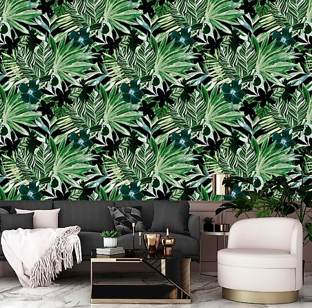 queence Vinyltapete »Elli«, bedruckt-Motiv-botanisch-floral-gemustert-natür günstig online kaufen