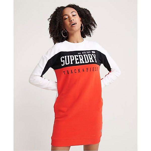 Superdry Panel Sleeve Kurzes Kleid 2XS White / Black / Orange günstig online kaufen