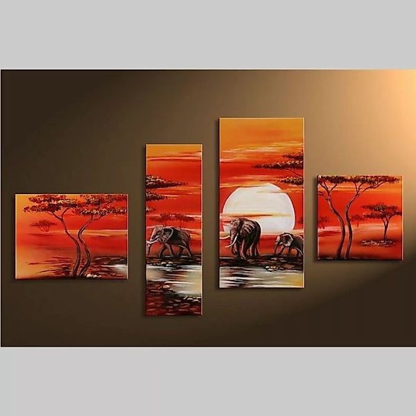 4 Leinwandbilder AFRIKA Elefant (4) 120 x 70cm Handgemalt günstig online kaufen