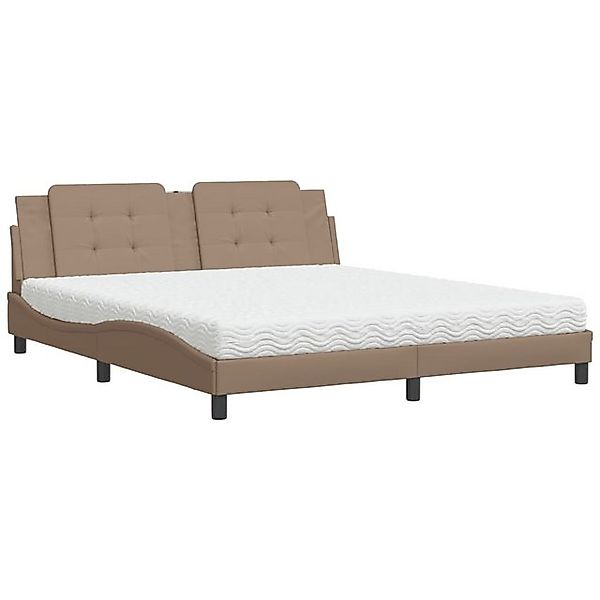 vidaXL Bettgestell, Bett mit Matratze Cappuccino-Braun 180x200 cm Kunstlede günstig online kaufen
