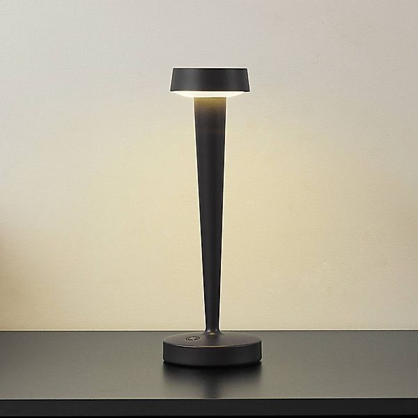 Lucande LED-Akku-Kerzenständer Lea, Vase, dunkelbraun, 28 cm günstig online kaufen