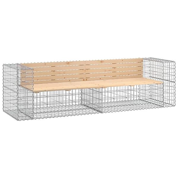 VidaXL Gartenbank aus Gabionen 244x71x65,5 cm Massivholz Kiefer günstig online kaufen