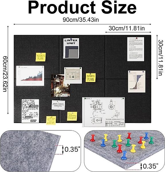 Coonoor Pinnwand Filz Selbstklebend mit 20 Reißzwecken, 30X30cm günstig online kaufen