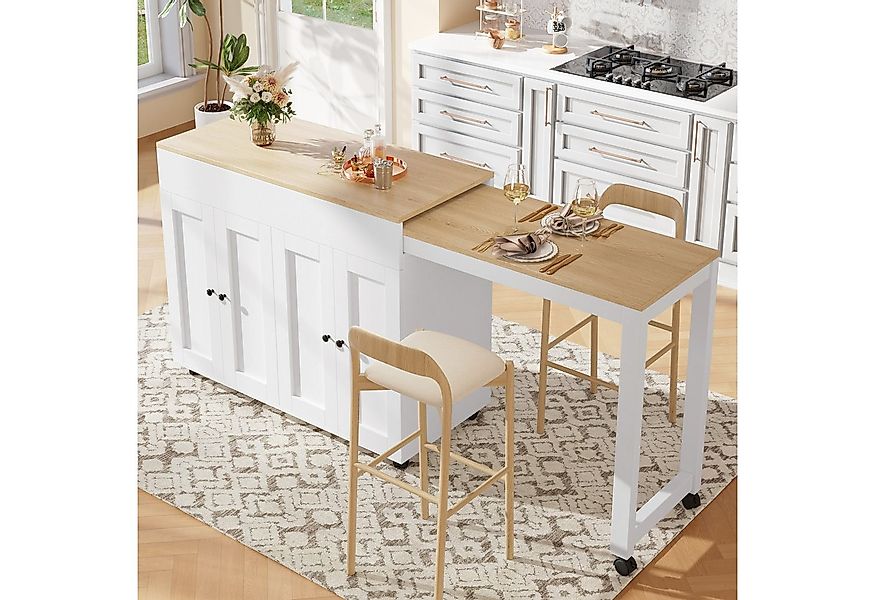 KLAM HOME Bartisch Moderner ausziehbarer Bartisch mit Stauraum(118-180×50×9 günstig online kaufen