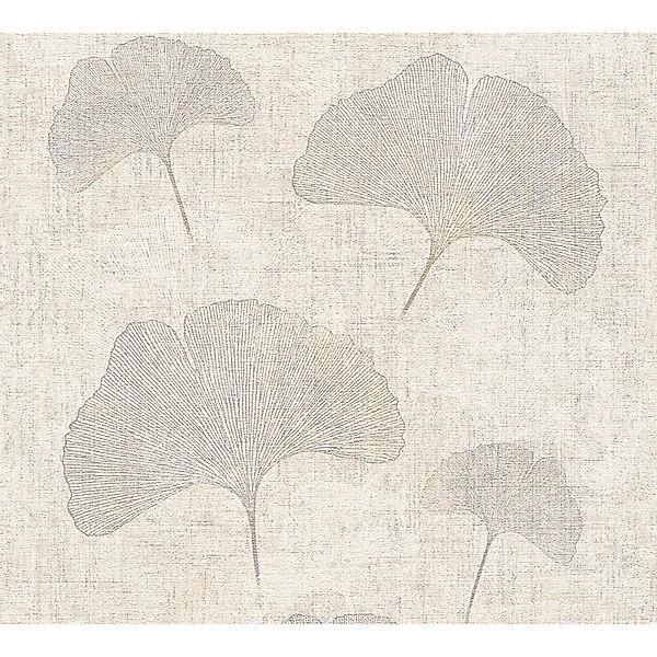 A.S. Création Vliestapete Designbook Ginkgoblatt Beige-Silber FSC® günstig online kaufen