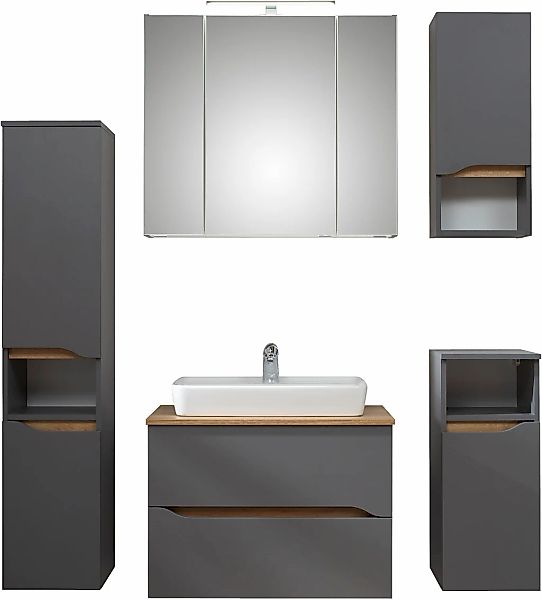Saphir Badmöbel-Set "Quickset 5-teilig, Keramik-Aufsatzbecken und LED-Spieg günstig online kaufen