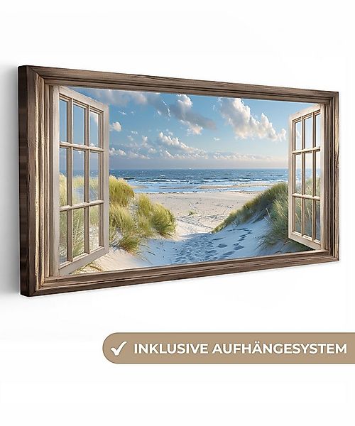 OneMillionCanvasses® Leinwandbild Panorama Aussicht - Strand - Fenster - Dü günstig online kaufen