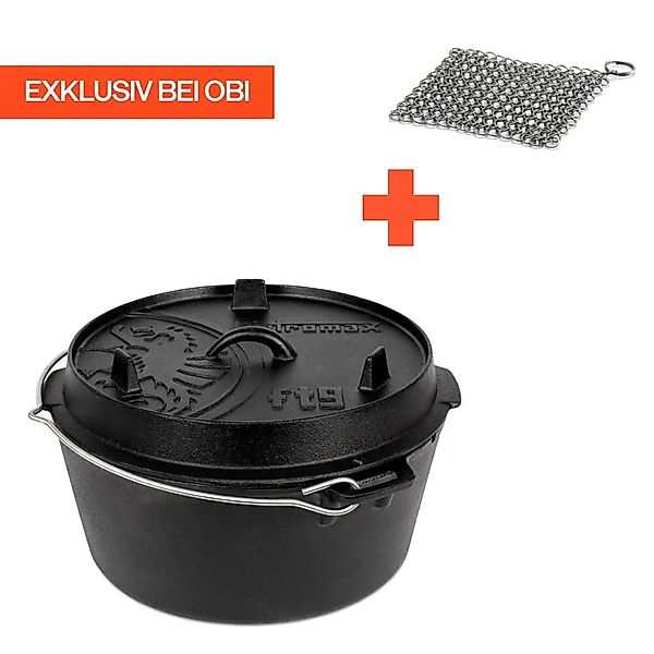 Petromax Dutch Oven Set FT9-Scrub Schwarz mit Standfüßen 7,5, Ø 23,9 cm günstig online kaufen