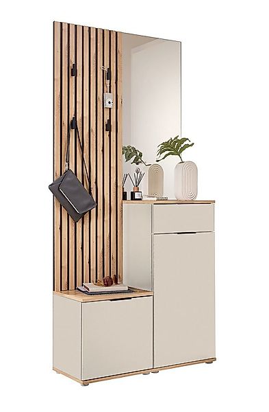 moebel-dich-auf Kompaktgarderobe EASY (Paneel + Bank + Spiegel + Schuhschra günstig online kaufen