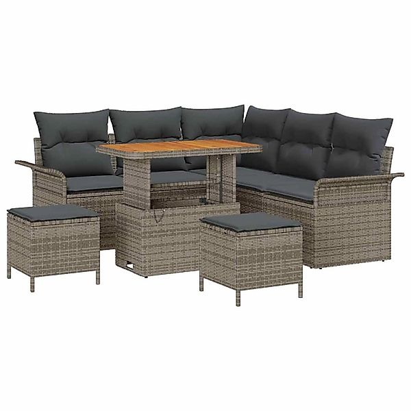 vidaXL Garten-Sofa-Set Höhenverstellbar 8-Tlg Grau Poly Rattan 3362138 günstig online kaufen