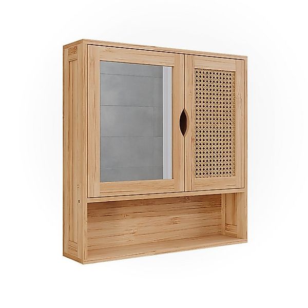 Vicco Badspiegelschrank Liora Bambus/Rattan 56 x 58 cm mit Spiegel günstig online kaufen
