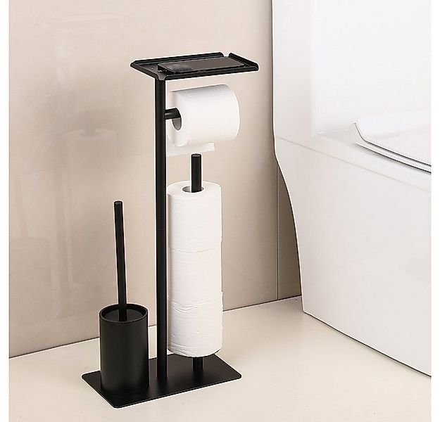 STILVORA Toilettenpapierhalter Freistehender WC-Garnitur mit Bürste Bewegli günstig online kaufen