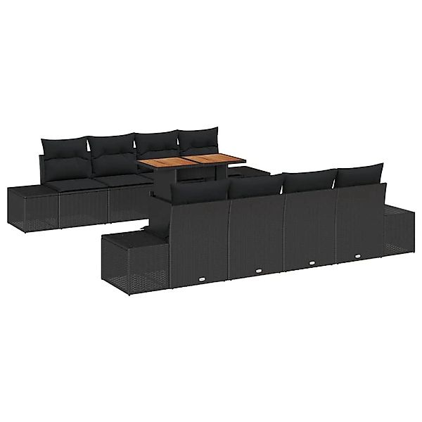 vidaXL Garten-Sofa-Set mit Speicher 9-Tlg Schwarz Poly Rattan 3358676 günstig online kaufen