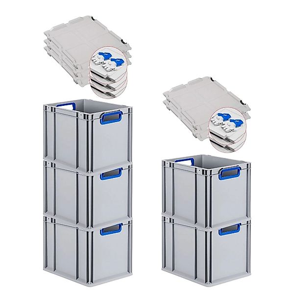 PROREGAL Spar Set 5x Eurobox Nextgen Color Mit Scharnierdeckel & Schiebesch günstig online kaufen