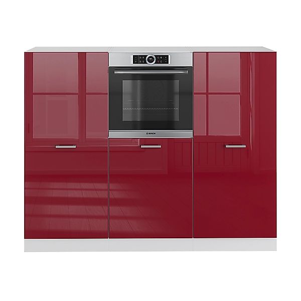 Vicco R-Line Küchenblock Bordeaux Hochglanz/Weiß 180 cm ohne Arbeitsplatte günstig online kaufen