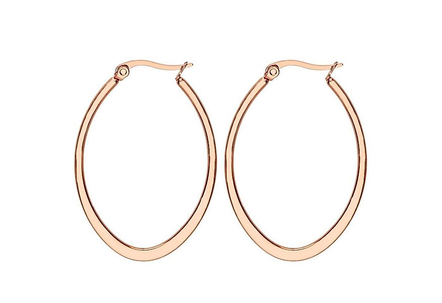 LÖB Paar Creolen Edelstahl 18K Roségold vergoldet Creolen Ohrringe Oval Tro günstig online kaufen