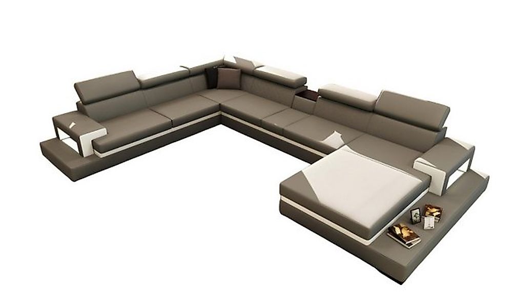 Xlmoebel Ecksofa Sofa aus Leder mit USB-Anschluss, Ecksofa in U-Form, Wohnl günstig online kaufen