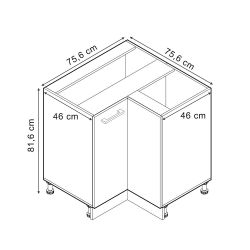 Vicco Eckunterschrank R-Line, Schwarz Hochglanz/Goldkraft Eiche, günstig online kaufen