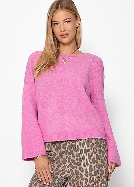 SASSYCLASSY Strickpullover Rückenfrei Strickpullover mit Streifenmuster Cut günstig online kaufen