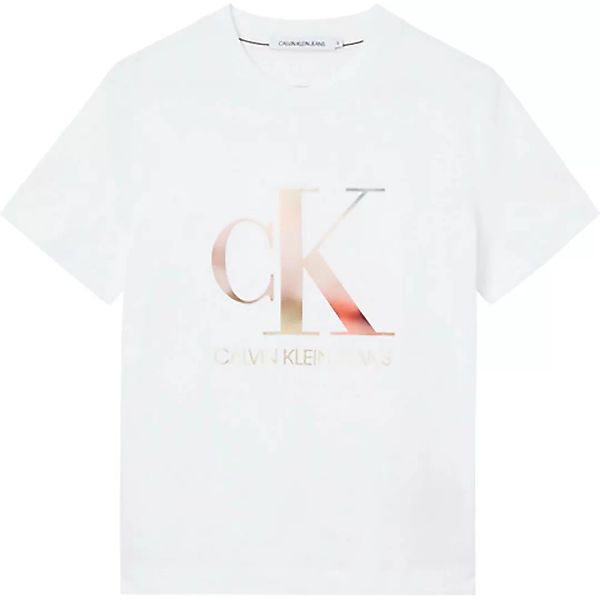 Calvin Klein Jeans Satin Bonded Blurred Kurzärmeliges T-shirt S Bright Whit günstig online kaufen