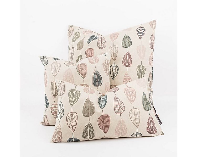 SCHÖNER LEBEN. Dekokissen Kissenhülle Scandi Retro Leaves natur rosa div. G günstig online kaufen
