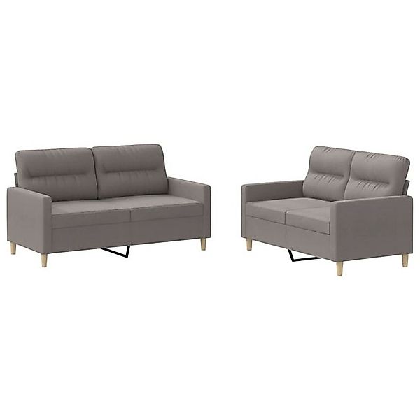 vidaXL Sofa, 2-tlg. Sofagarnitur mit Kissen Taupe Stoff günstig online kaufen