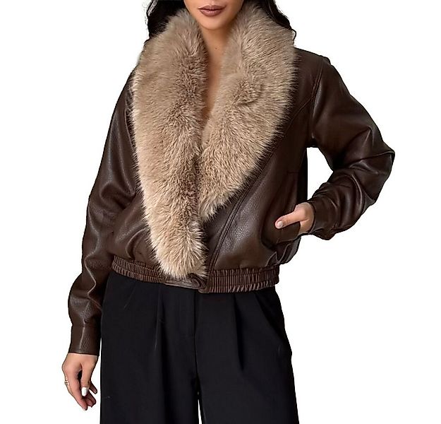 Ital-Design Lederimitatjacke Lederimitat-Jacke mit Fellkragen für Damen (90 günstig online kaufen