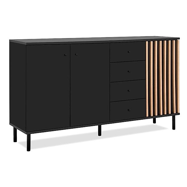 Furn.Design Sideboard Schwarz Eiche 160 cm mit Viel Stauraum Biella günstig online kaufen