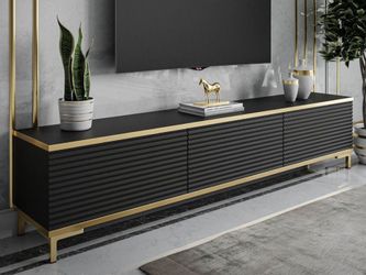 ALLHOUSE24 TV-Schrank RIVERA geriffelte Fronten goldene günstig online kaufen