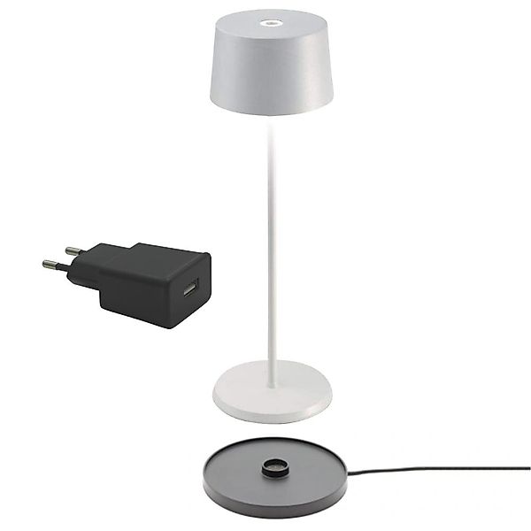 LED Akkutischleuchte Olivia Pro 2,2W 150lm 3000K IP65 in Weiß günstig online kaufen
