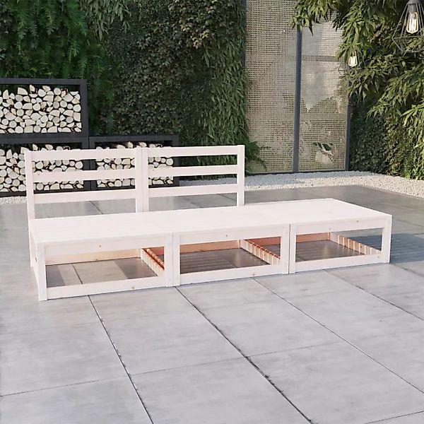 3-tlg. Garten-lounge-set Weiß Kiefer Massivholz günstig online kaufen