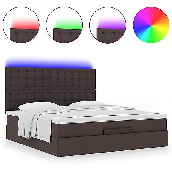 vidaXL Bett Ottoman-Bett mit Matratze & LEDs Dunkelbraun 160x200 cm Stoff günstig online kaufen