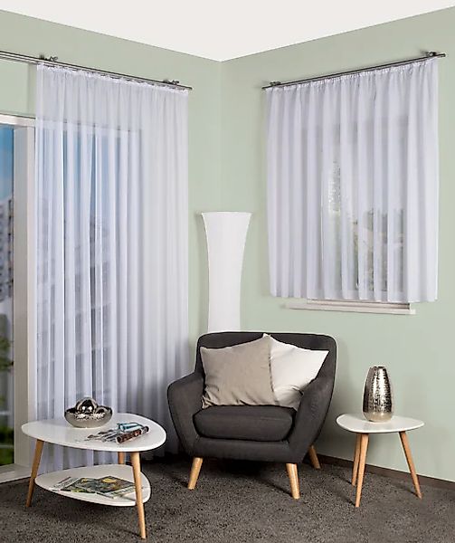 HOME WOHNIDEEN Gardine »KYRA« Kräuselband 1 Stk. tlg. EFFEKTVOILE LÄNGSSTRE günstig online kaufen