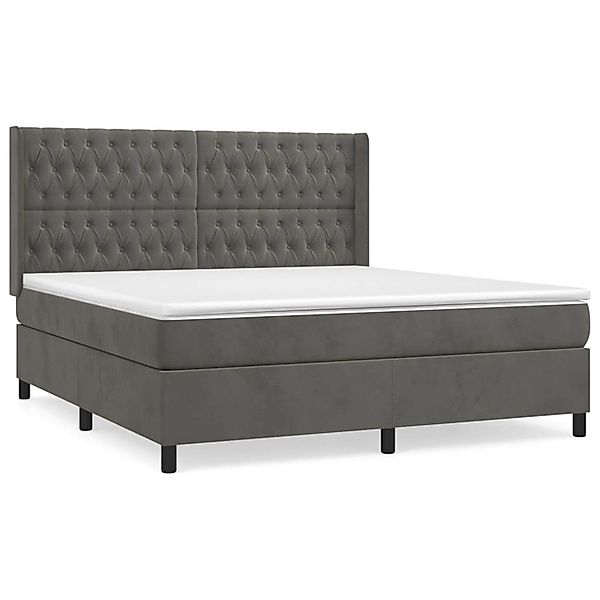 vidaXL Boxspringbett mit Matratze Dunkelgrau 180x200 cm Samt1378754 günstig online kaufen